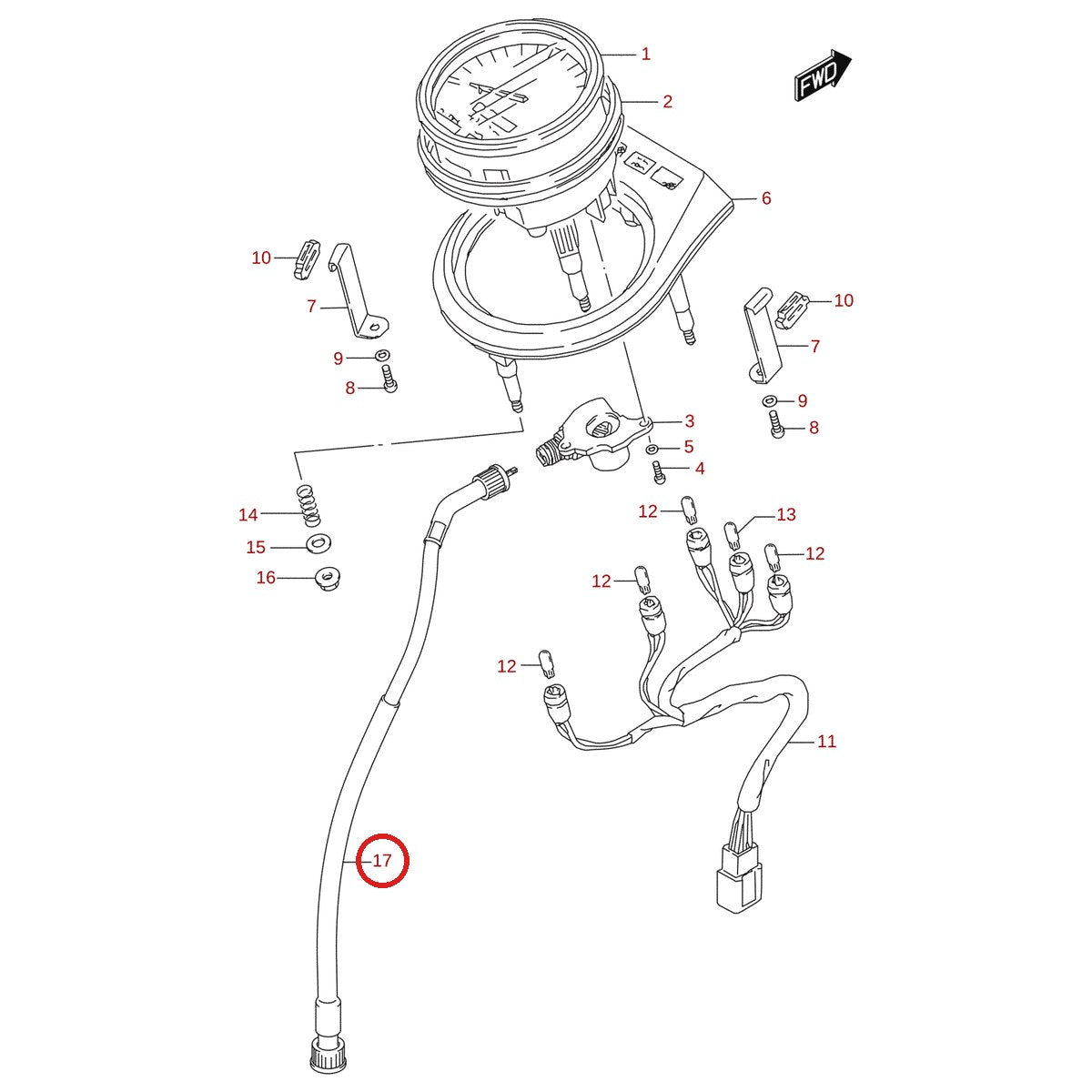 Ilustración de despiece Suzuki 34910-24B10