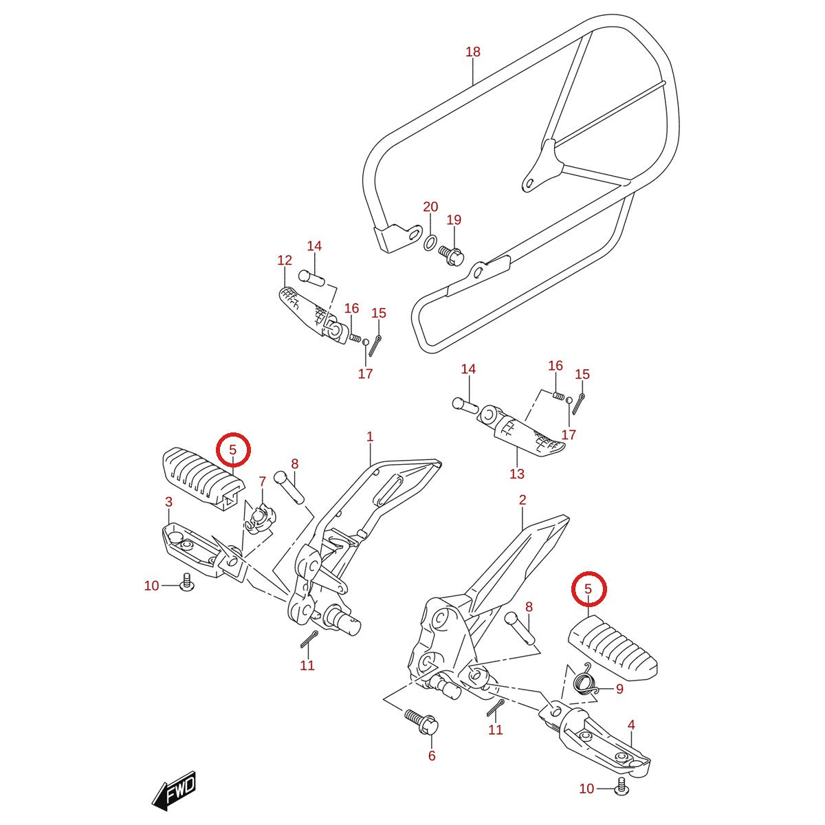 Ilustración de despiece Suzuki 43550-44G30