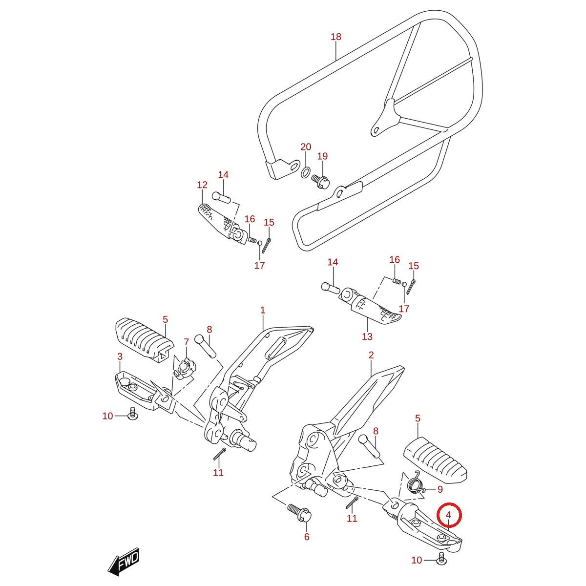 Ilustración de despiece Suzuki 43581-34J00