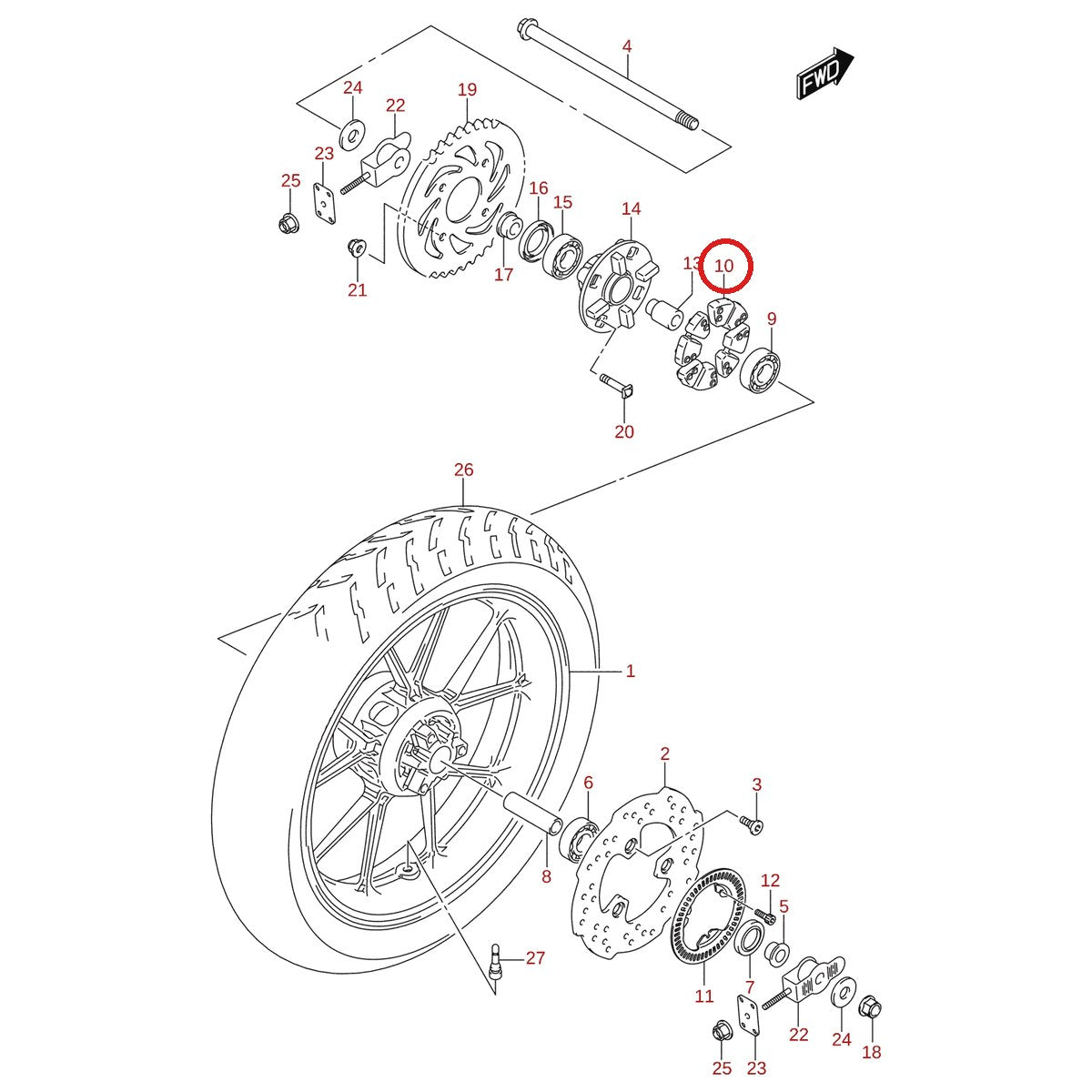 Ilustración de despiece Suzuki 64651-35J00