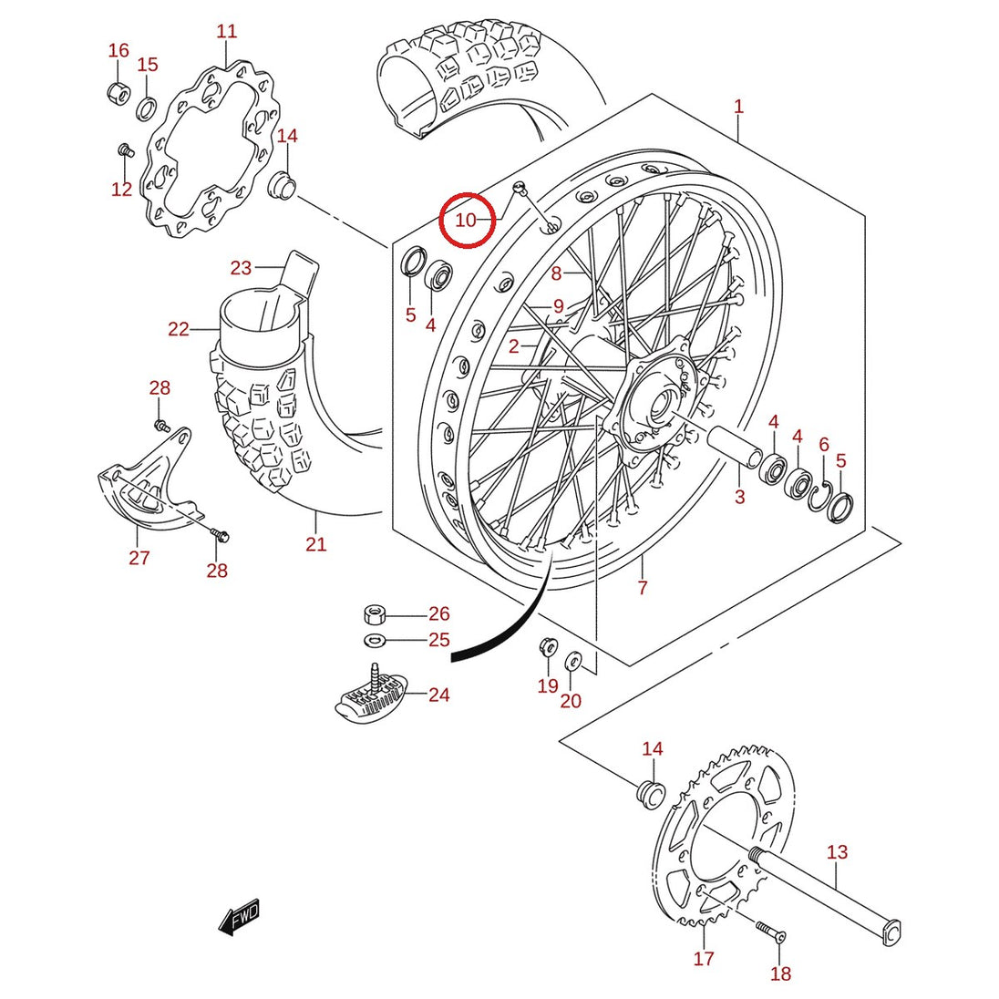 Ilustración de despiece Suzuki 65325-35G10