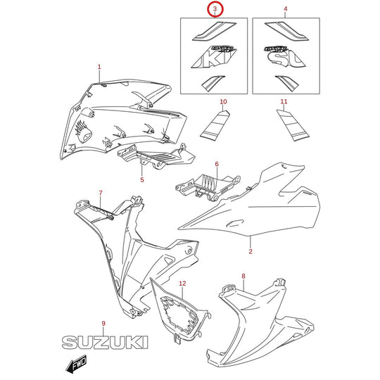 Ilustración de despiece Suzuki 68180-34J50-BSA