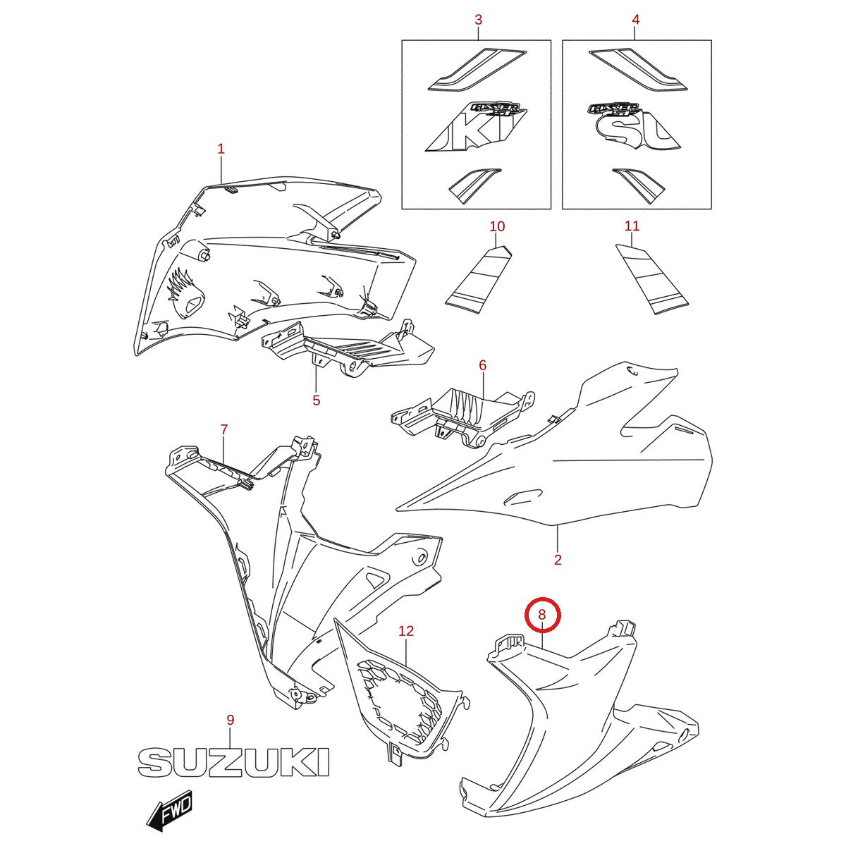 Ilustración de despiece Suzuki 94443-34J00-YVB