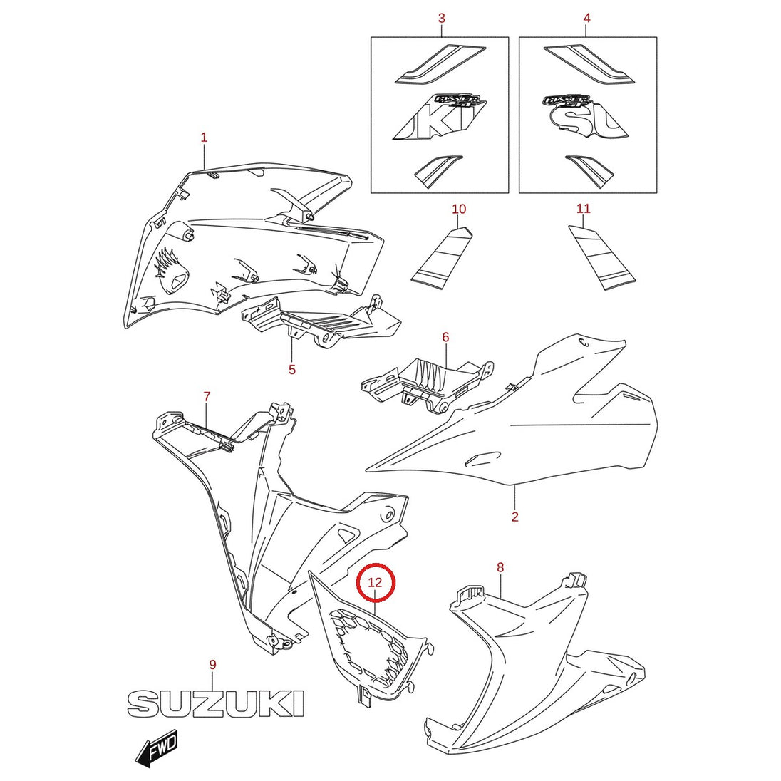 Ilustración de despiece Suzuki 94498-34J00