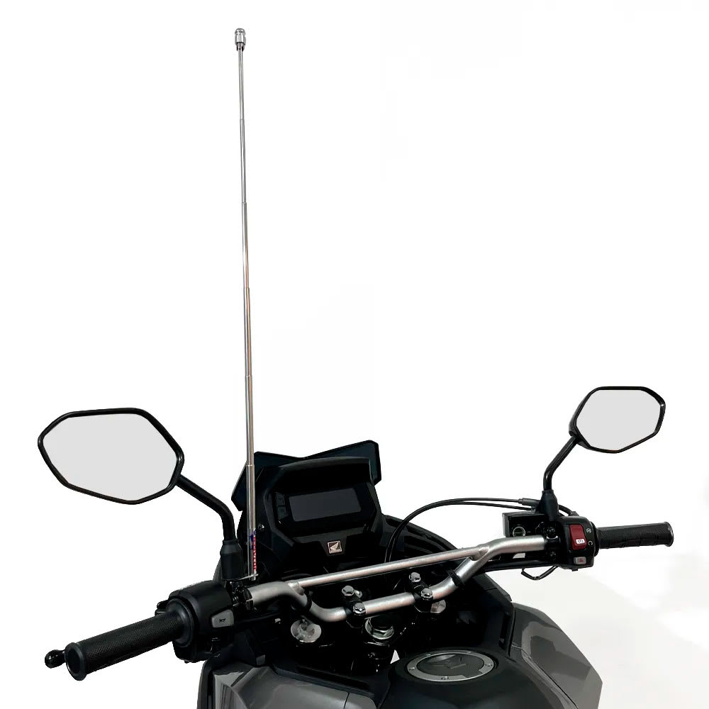 Antena corta hilo curado para moto retractil cromada para manillar