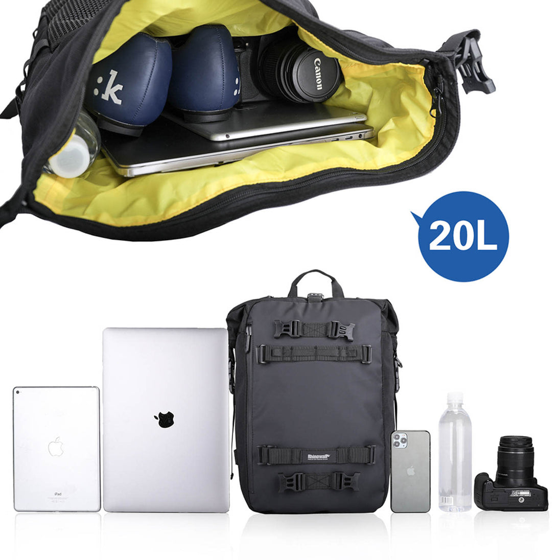 Bolso impermeable para moto rhinowalk mt21620 20 litros multi uso