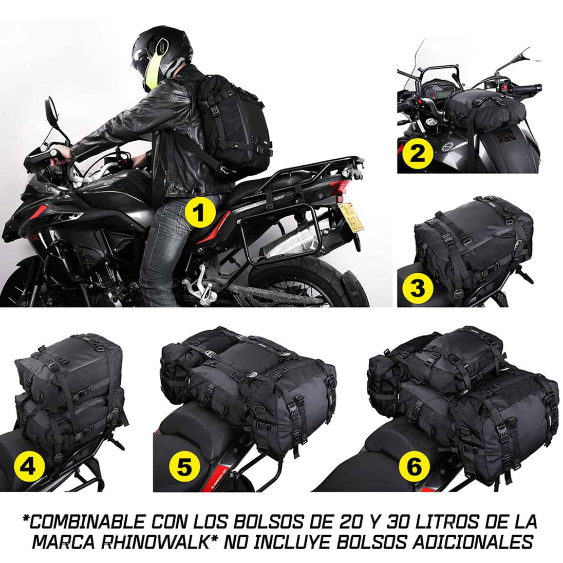 Bolso impermeable para moto rhinowalk mt21610 10 litros multi uso