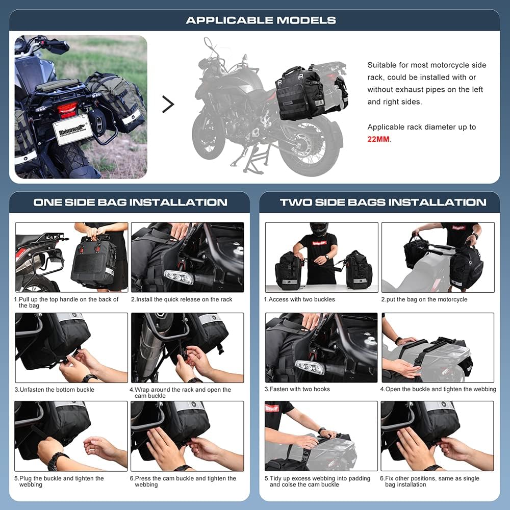 Bolso lateral para moto rhinowalk MT2040 20 litros impermeable