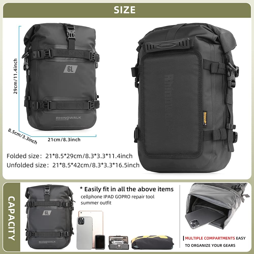 Bolso impermeable para moto rhinowalk mtr2206 6 litros dry bag