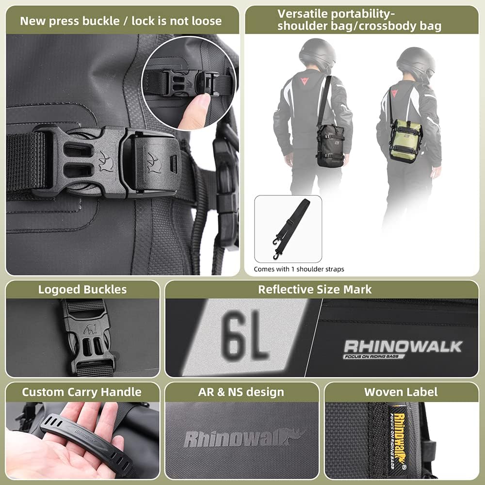 Bolso impermeable para moto rhinowalk mtr2206 6 litros dry bag