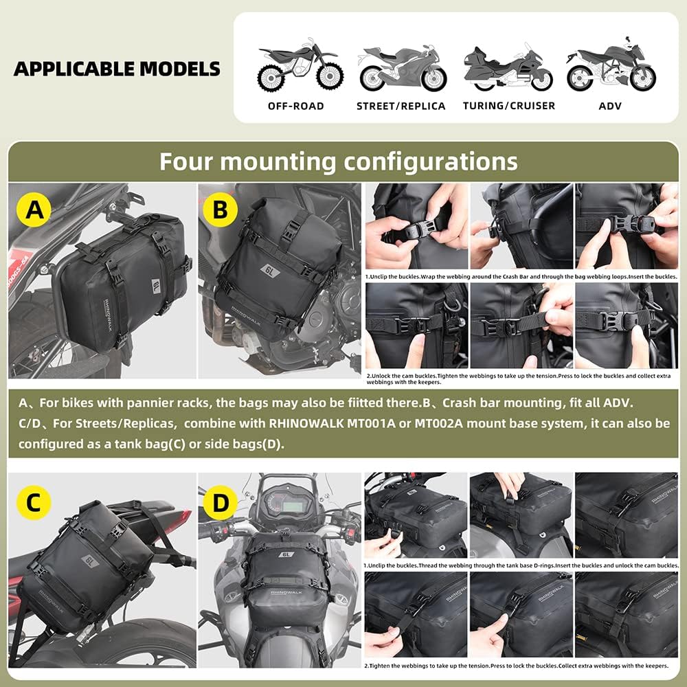 Bolso impermeable para moto rhinowalk mtr2206 6 litros dry bag