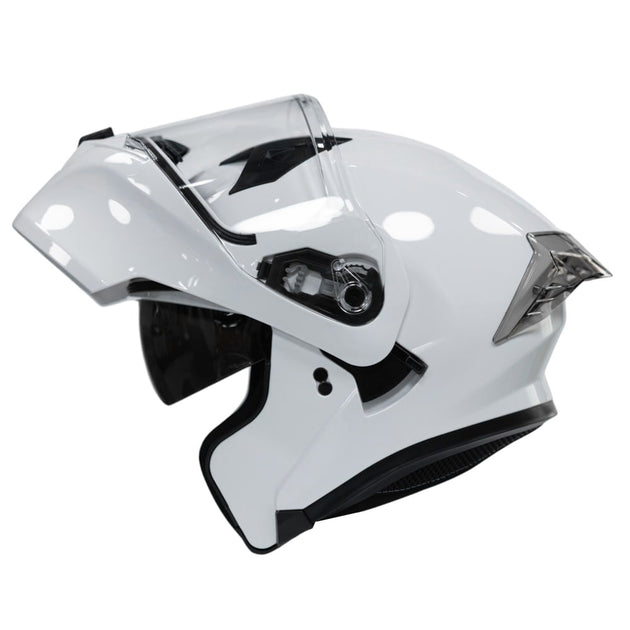 Casco moto ich 3120 solid blanco abatible con sun visor certificación dot 3cv