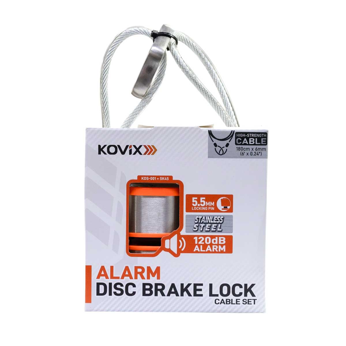 Candado disco moto kovix kds-001 con alarma 120db + cable acero 180cm
