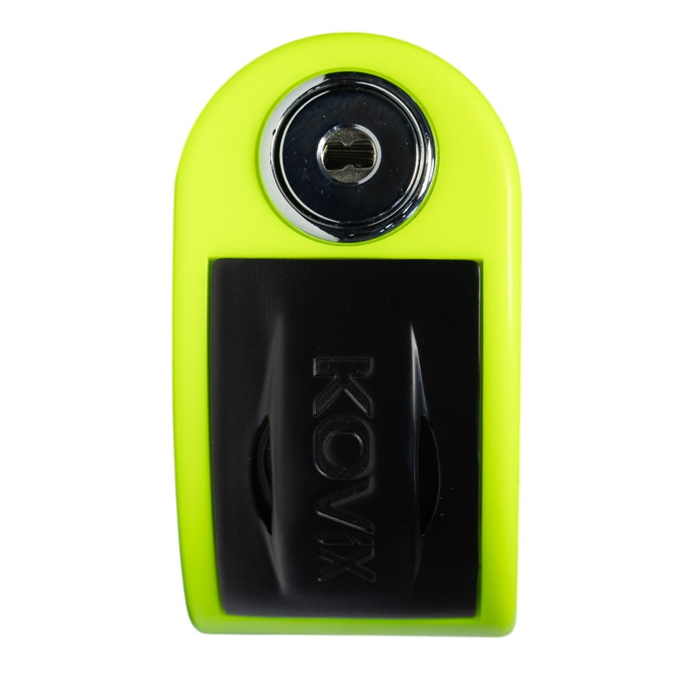 Candado disco moto kovix con alarma kt6-fo verde fluor
