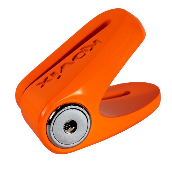 Candado disco moto kovix kvz1 naranjo fluor pasador 6mm