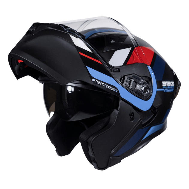 Casco moto ich 3120 ordanox ng az.cl tr abatible con sun visor certificación dot