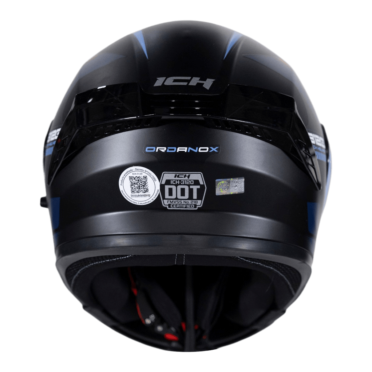 Casco moto ich 3120 ordanox ng az.cl tr abatible con sun visor certificación dot
