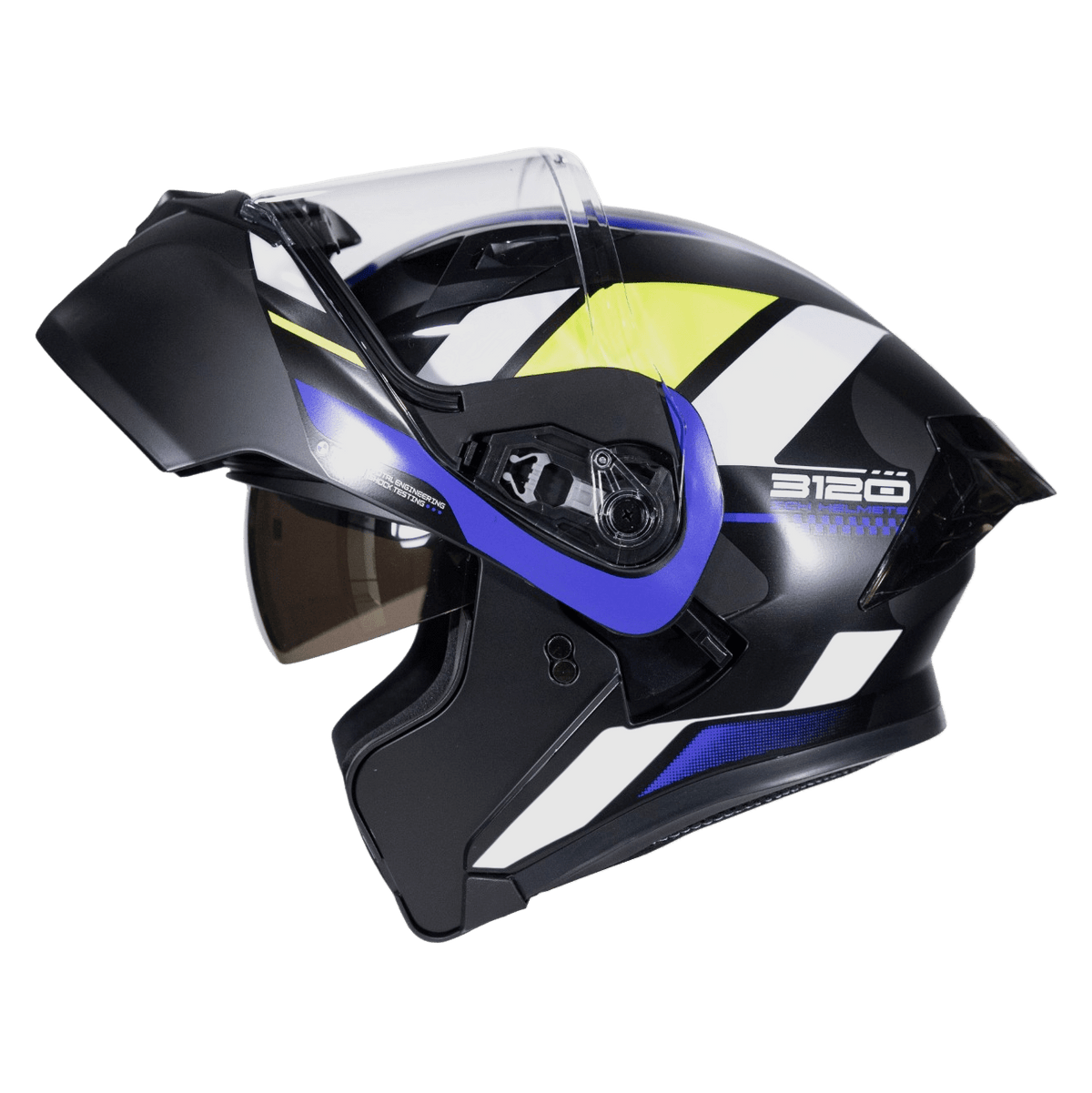 Casco moto ich 3120 ordanox ng az tr abatible con sun visor certificación dot