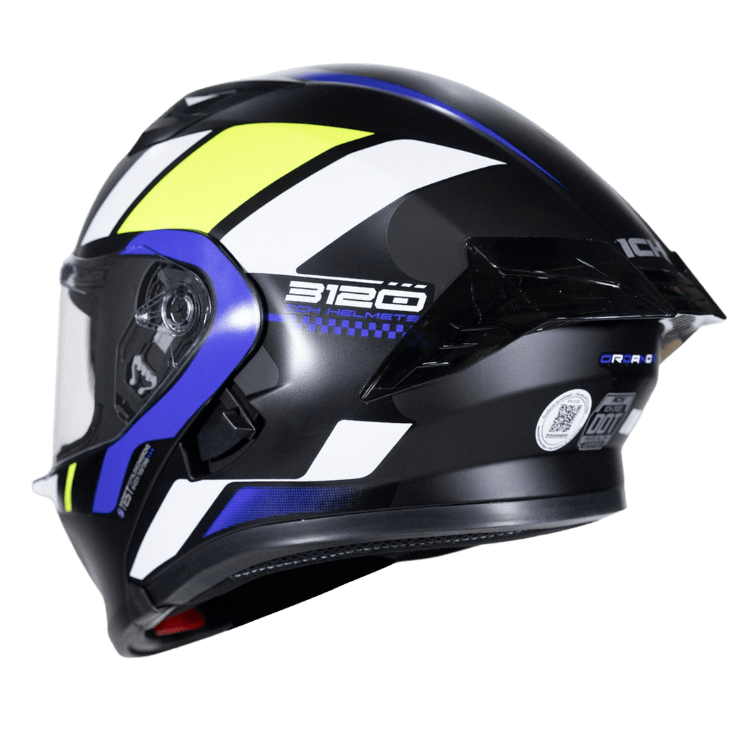 Casco moto ich 3120 ordanox ng az tr abatible con sun visor certificación dot