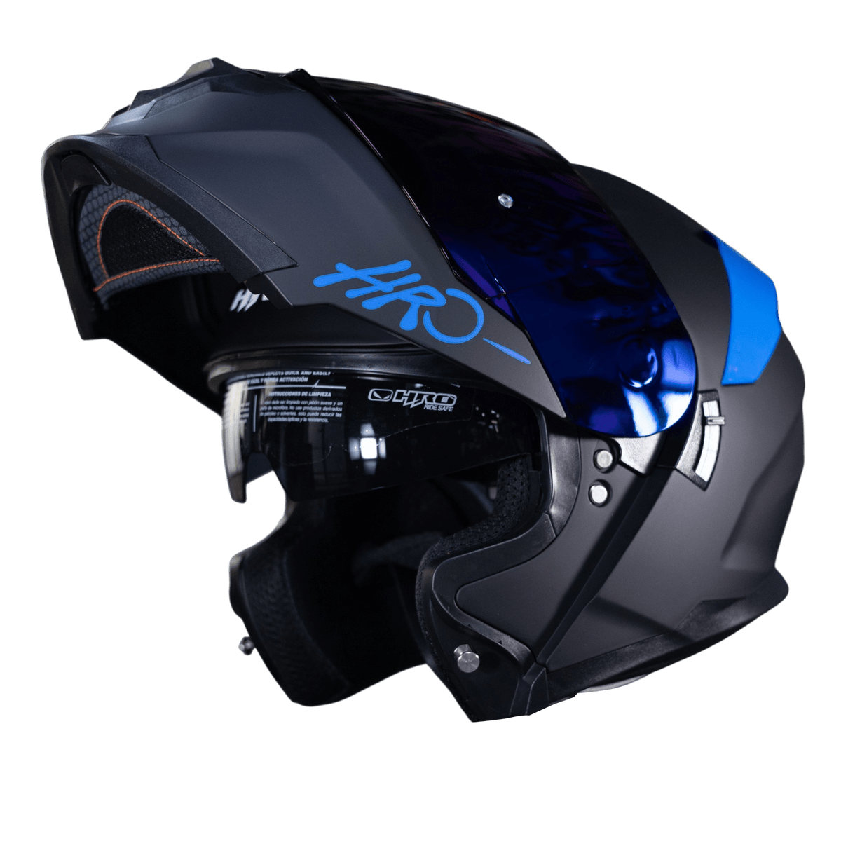 Casco Moto Hro 3440dv solid n.m az Abatible Sun Visor Certificación Dot