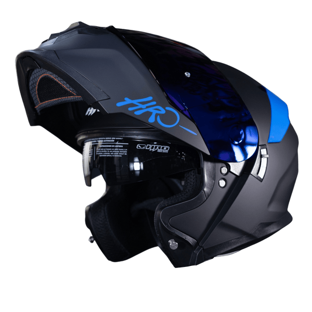 Casco Moto Hro 3440dv solid n.m az Abatible Sun Visor Certificación Dot