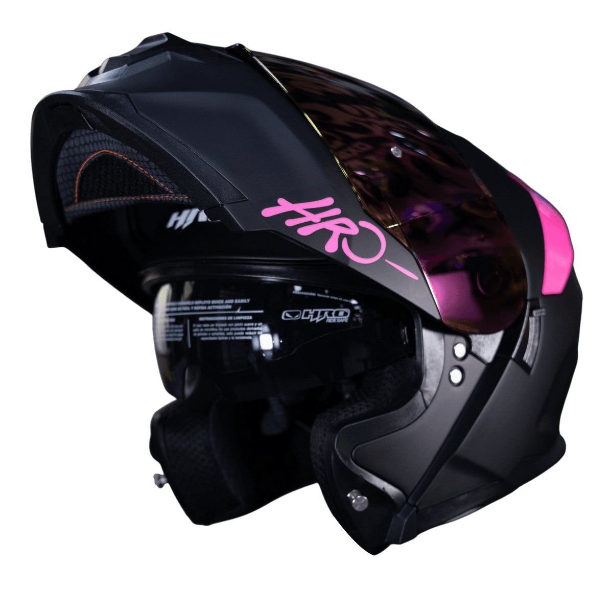 Casco Moto Hro 3440dv solid n.m fc Abatible Sun Visor Certificación Dot