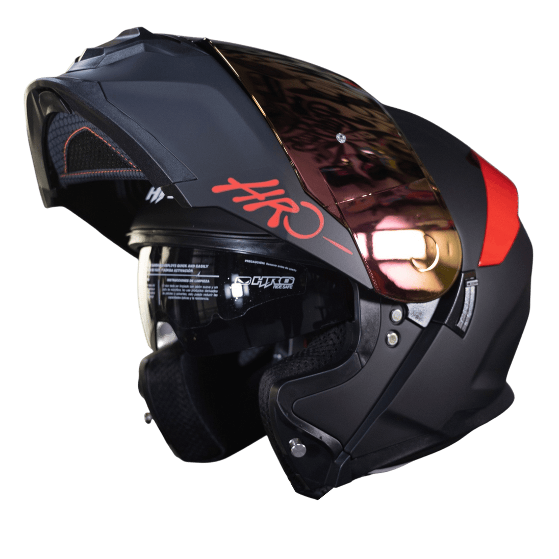 Casco Moto Hro 3440dv solid n.m rj Abatible Sun Visor Certificación Dot