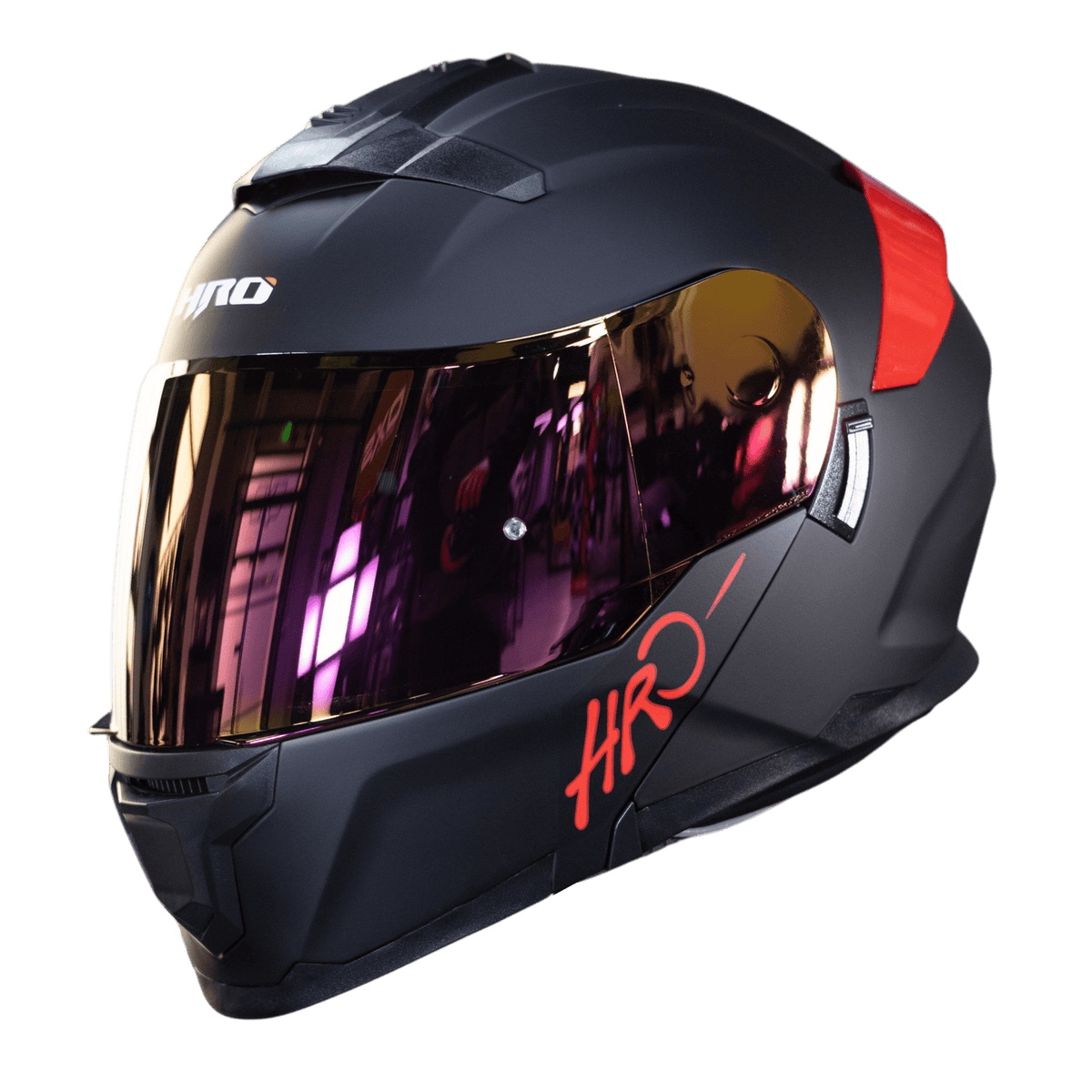 Casco Moto Hro 3440dv solid n.m rj Abatible Sun Visor Certificación Dot