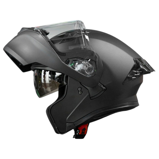 Casco moto ich 3120 solid negro opaco abatible con sun visor certificación dot