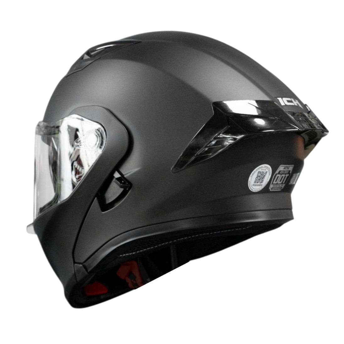 Casco moto ich 3120 solid negro opaco abatible con sun visor certificación dot