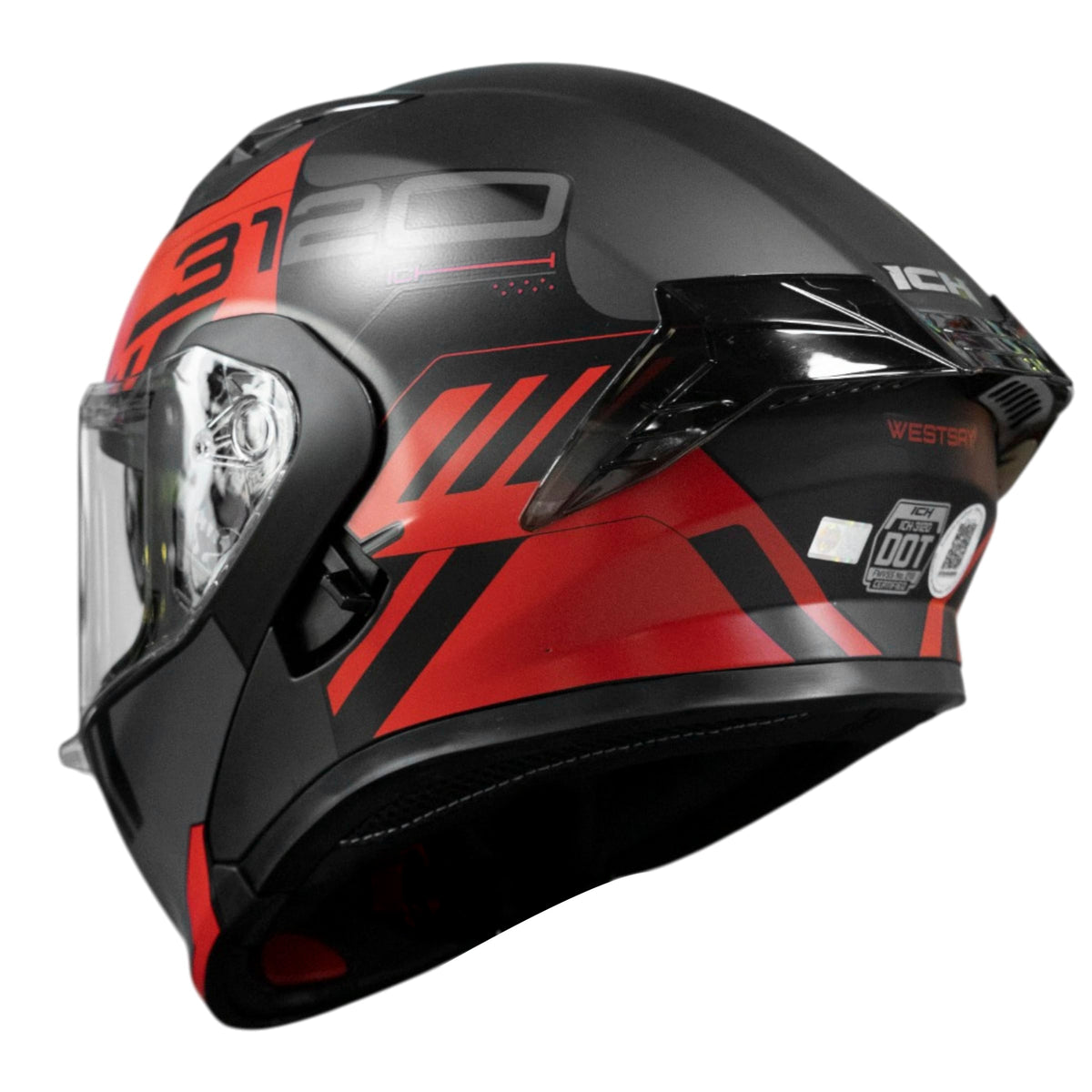 Casco moto ich 3120 westsay rj abatible con sun visor certificación dot