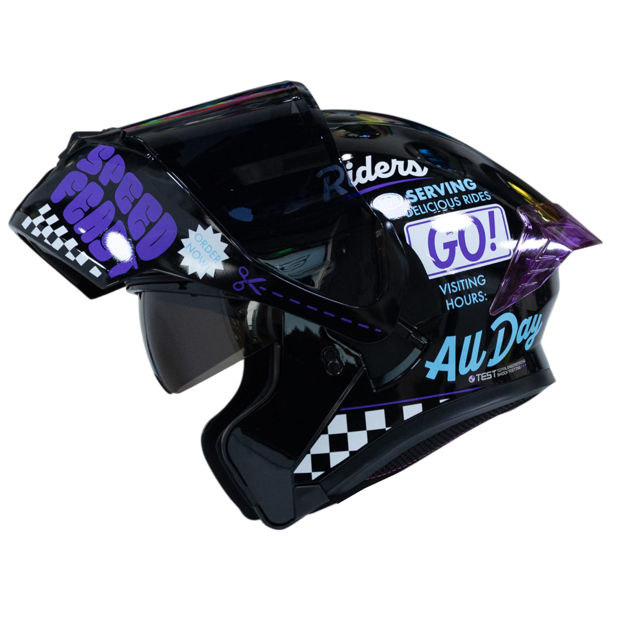Casco moto ich 3120 fifties brillo mr sm abatible con sun visor certificación dot 3cv