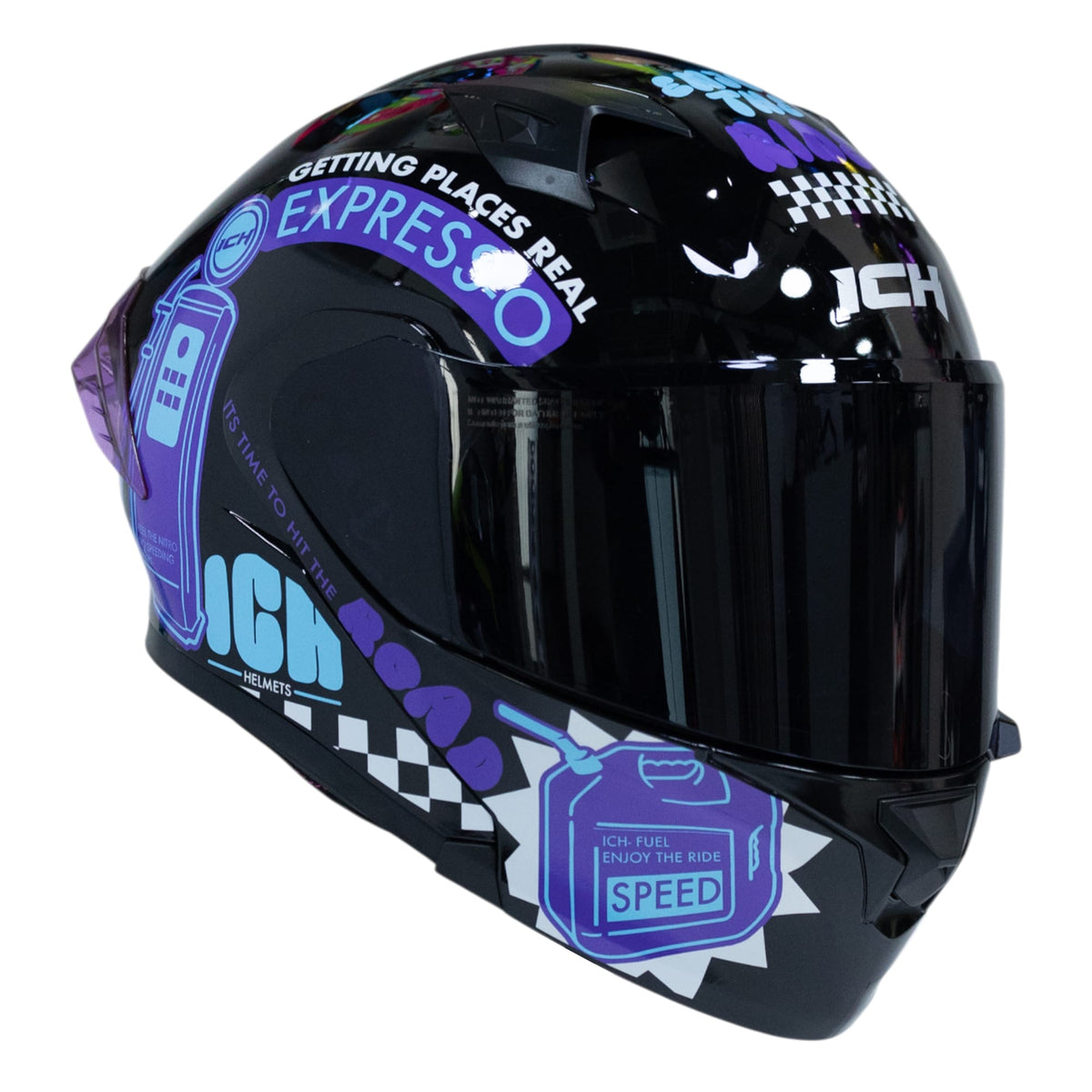 Casco moto ich 3120 fifties brillo mr sm abatible con sun visor certificación dot 3cv