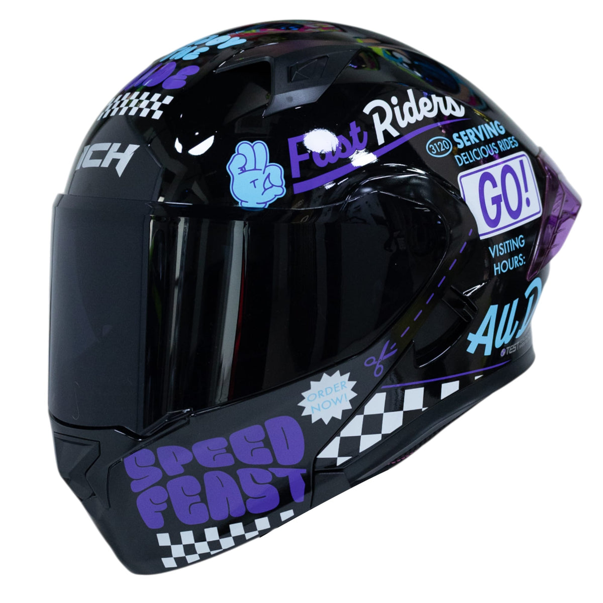Casco moto ich 3120 fifties brillo mr sm abatible con sun visor certificación dot 3cv