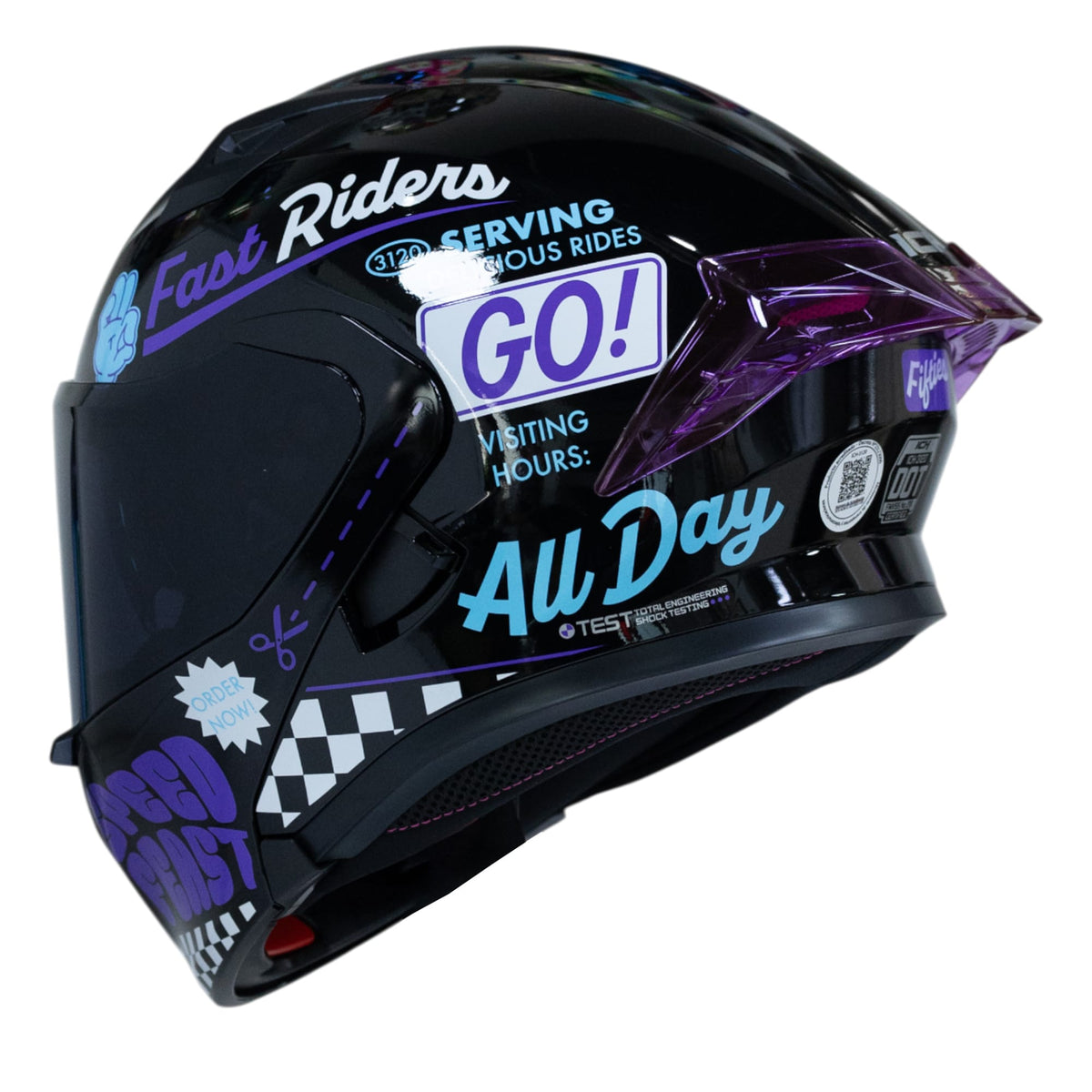 Casco moto ich 3120 fifties brillo mr sm abatible con sun visor certificación dot 3cv