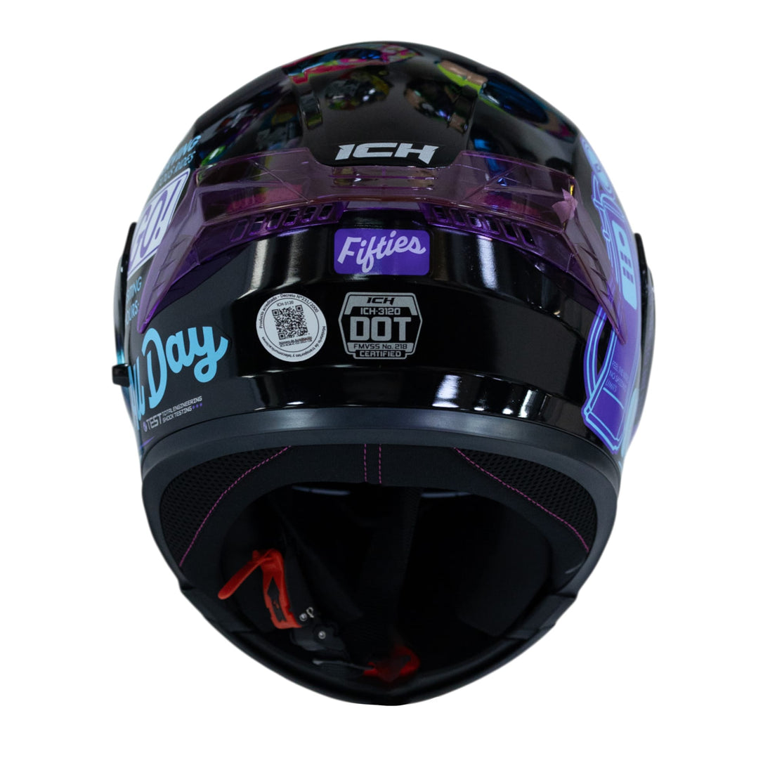 Casco moto ich 3120 fifties brillo mr sm abatible con sun visor certificación dot 3cv