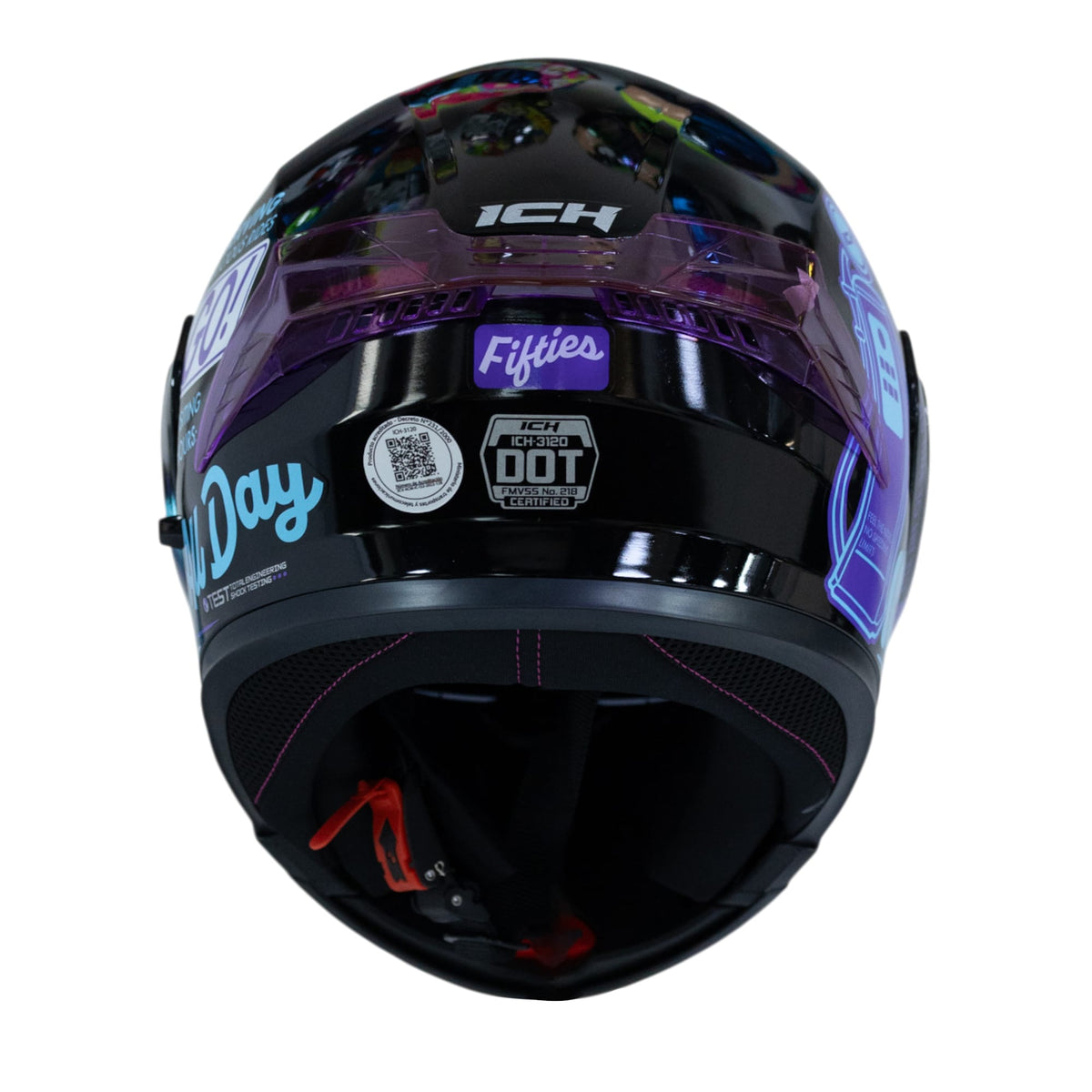 Casco moto ich 3120 fifties brillo mr sm abatible con sun visor certificación dot 3cv
