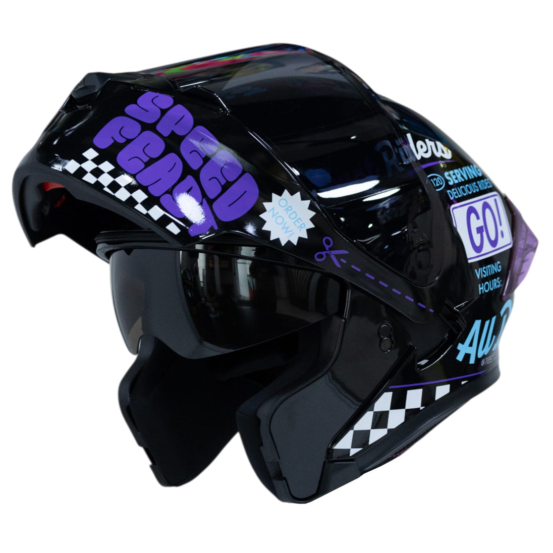 Casco moto ich 3120 fifties brillo mr sm abatible con sun visor certificación dot 3cv