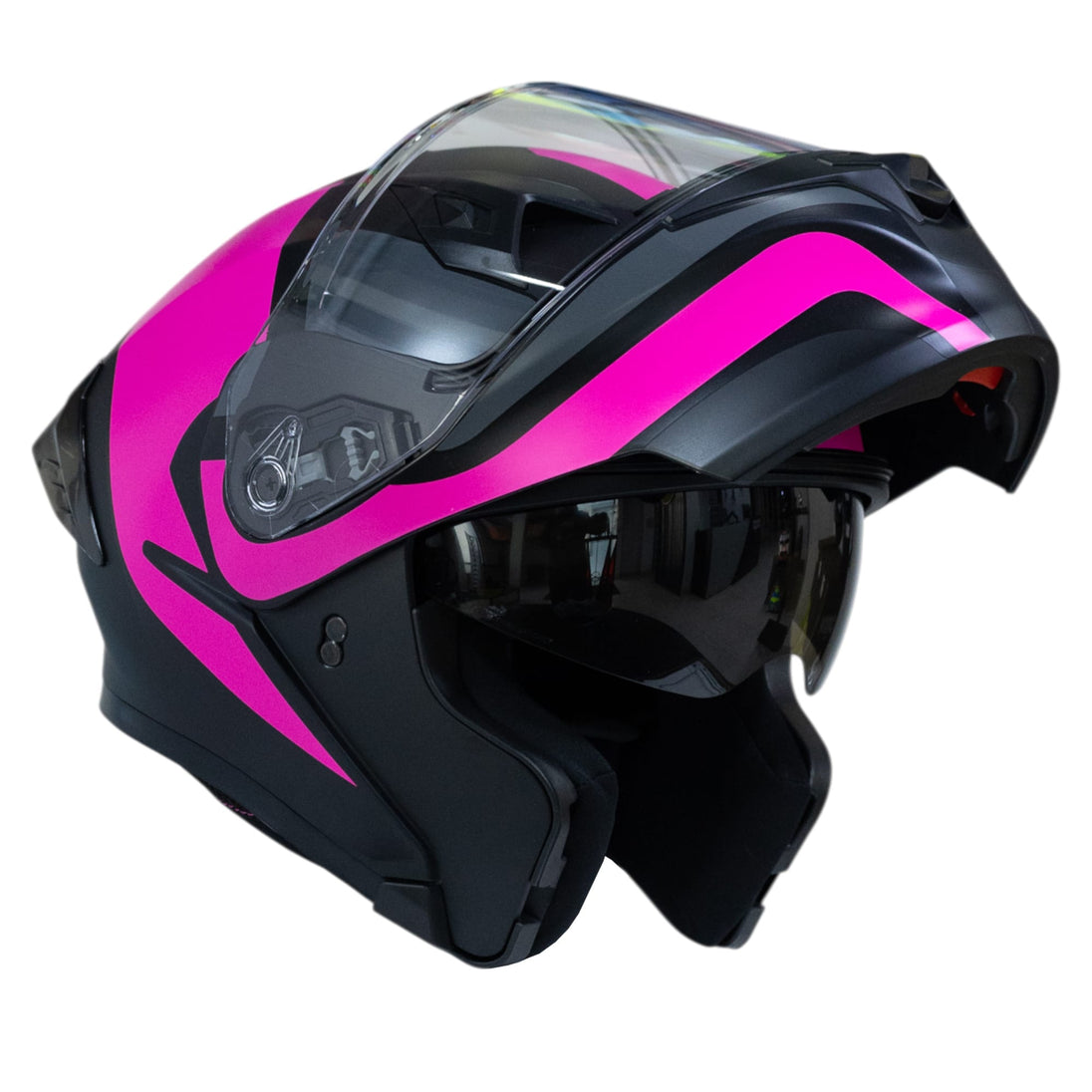 Casco moto ich 3120 further mate fc abatible con sun visor certificación dot 3cv
