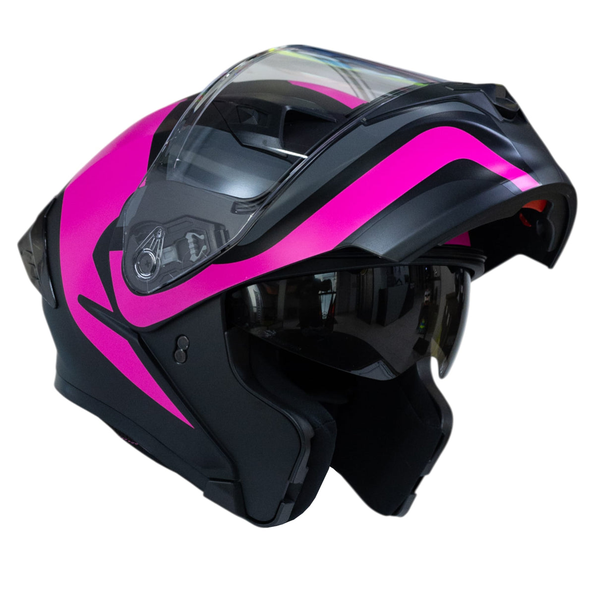 Casco moto ich 3120 further mate fc abatible con sun visor certificación dot 3cv