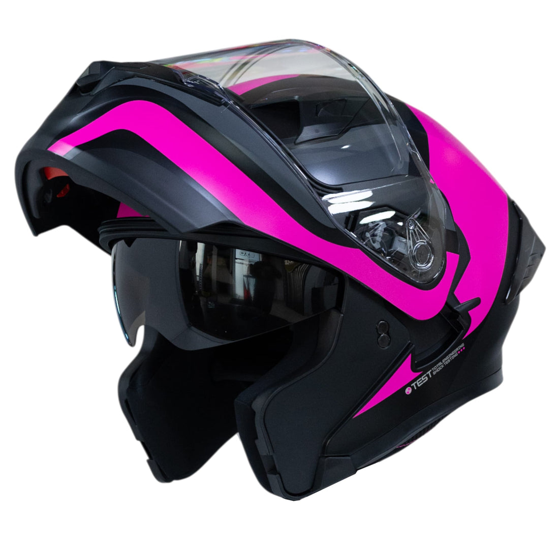 Casco moto ich 3120 further mate fc abatible con sun visor certificación dot 3cv