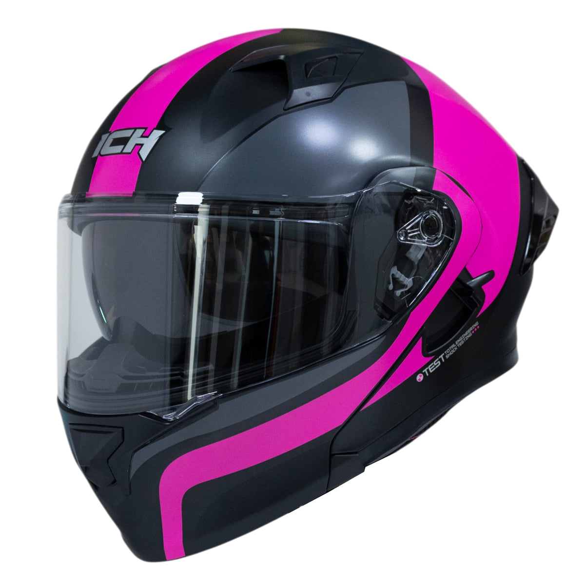 Casco moto ich 3120 further mate fc abatible con sun visor certificación dot 3cv