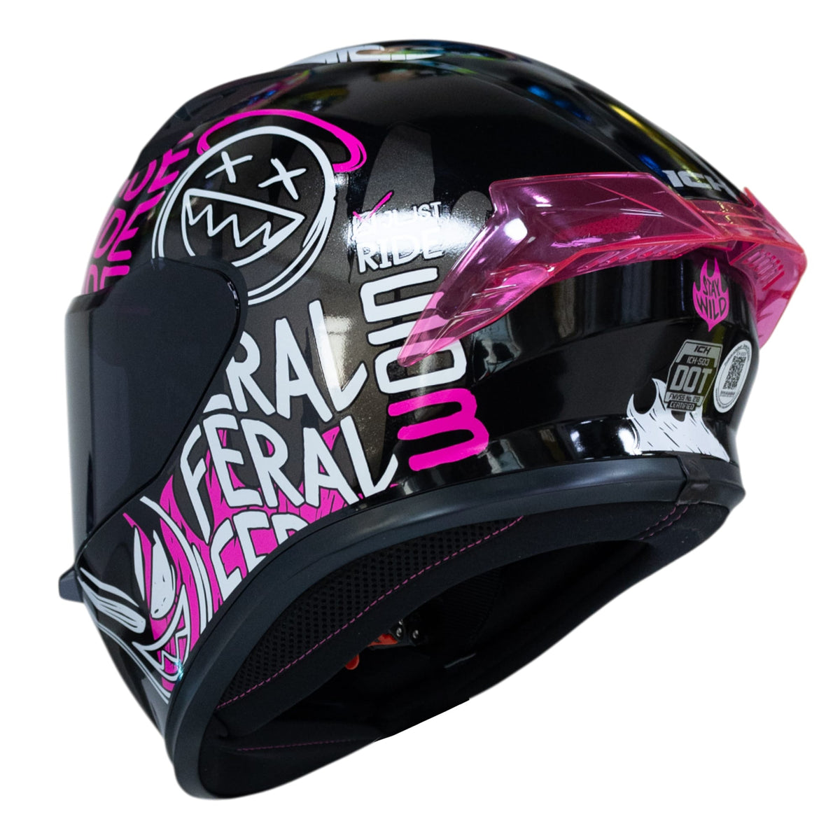 Casco moto ich 503 stay wild brillo fc sm integral certificación dot qr