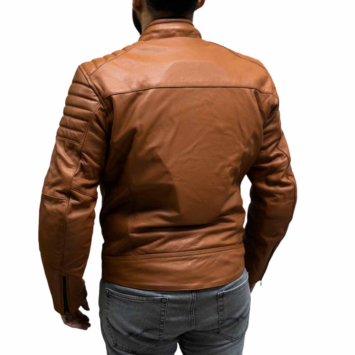 Chaqueta para moto armad gear falcon cuero cafe