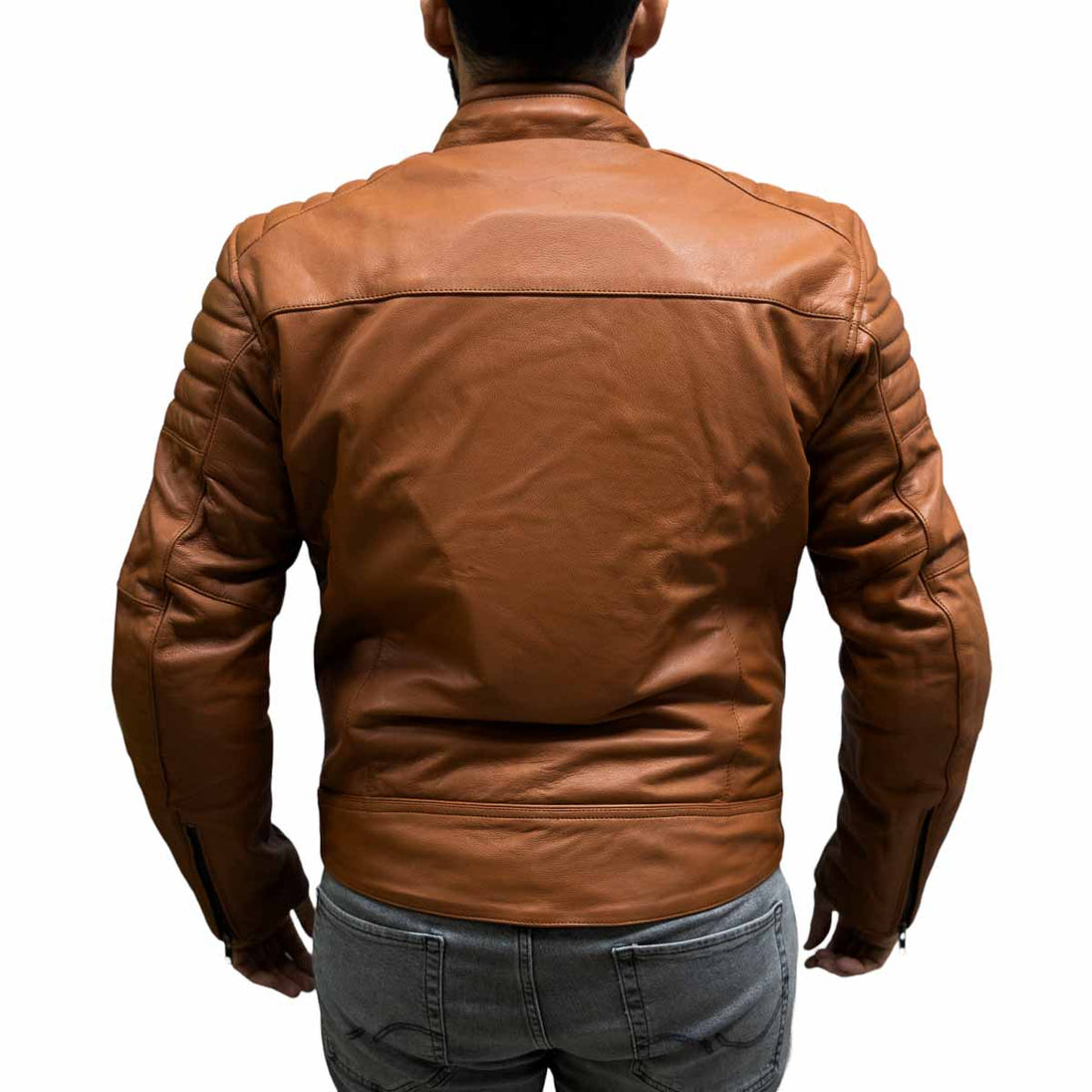 Chaqueta para moto armad gear falcon cuero cafe