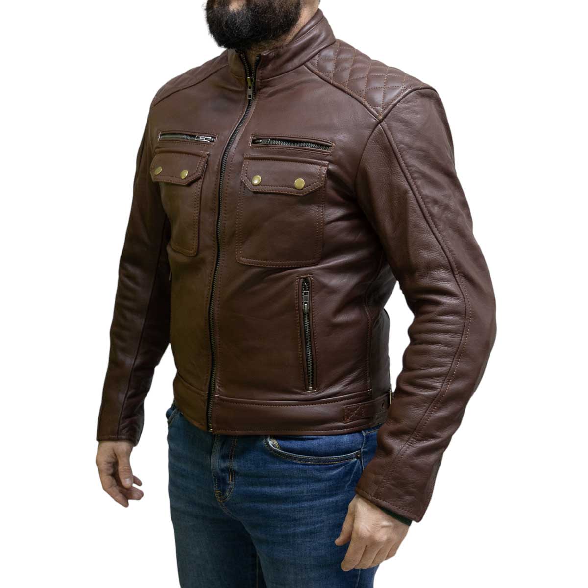 Chaqueta para moto armad gear neon cuero
