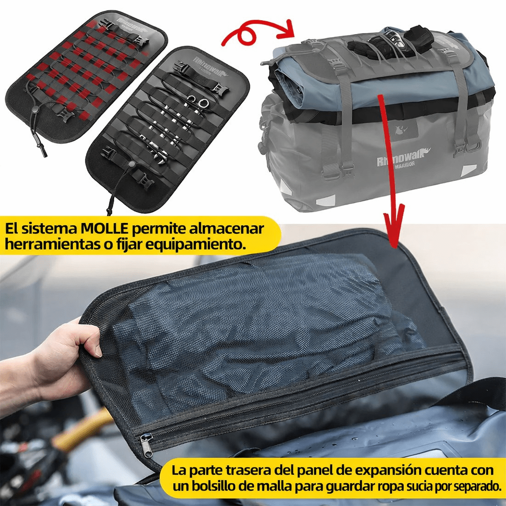 Bolso cola moto rhinowalk mys2403 warrior 40lts impermeable