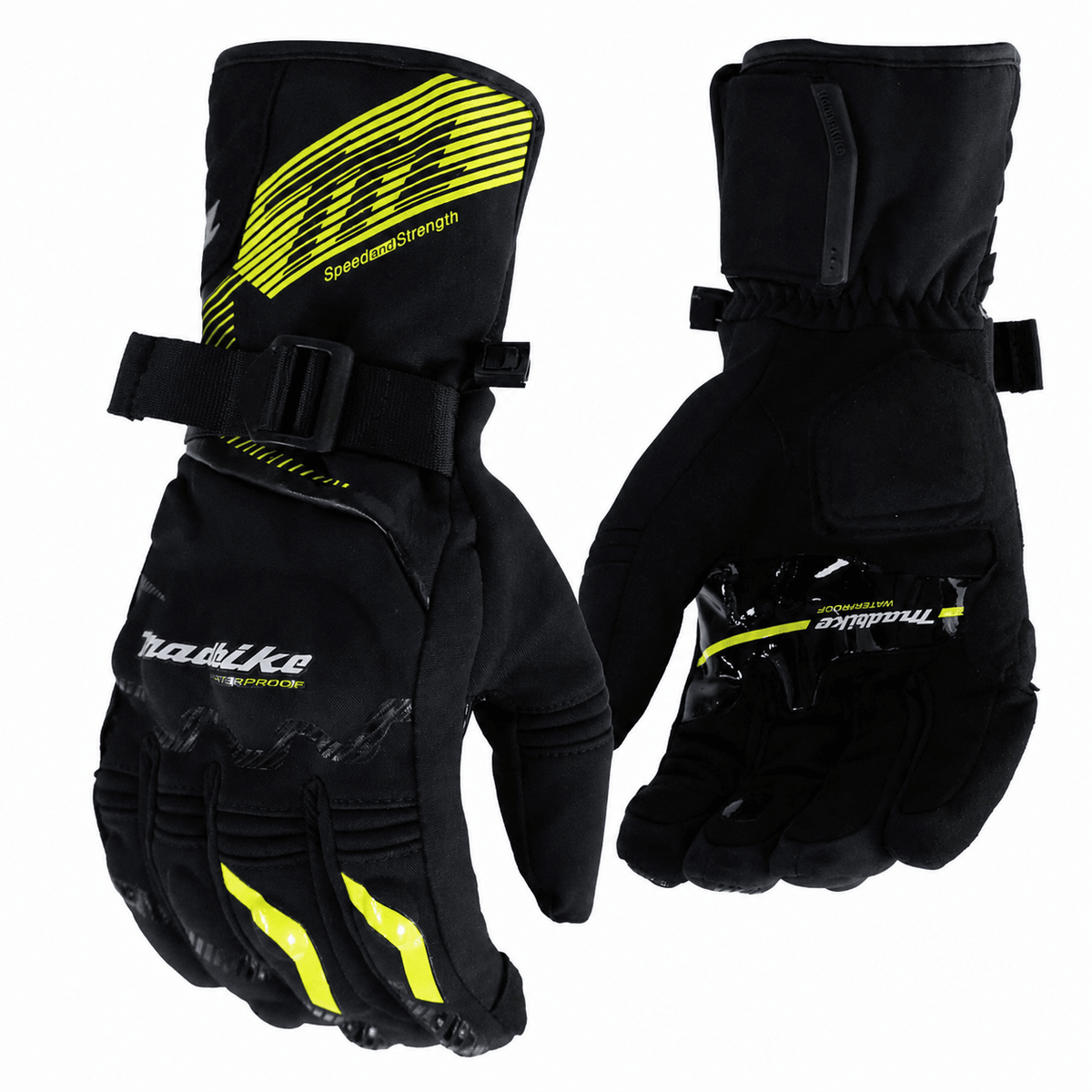 Guantes para moto largos madbike mad65 vd con protecciones touch invierno