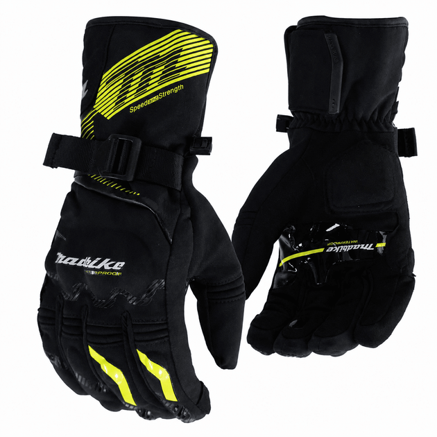 Guantes para moto largos madbike mad65 vd con protecciones touch invierno