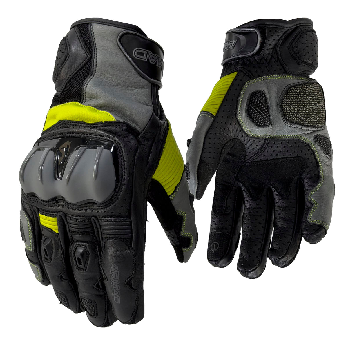 Guantes para moto armad gear strong cuero panel touch manga media